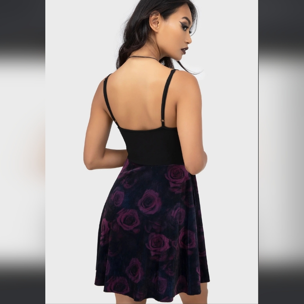 Killstar Black and Purple Rose Mini Dress - Picture 6 of 7